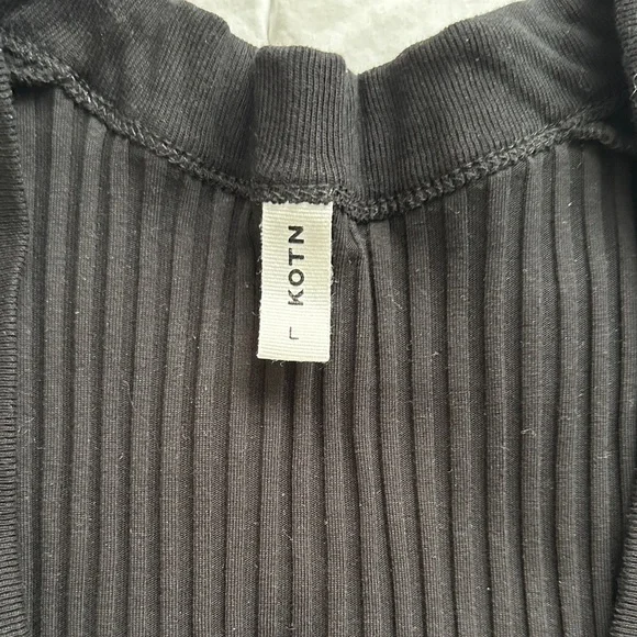 KOTN Black Ribbed Button-Front Women's Cardigan - Picture 2 of 7